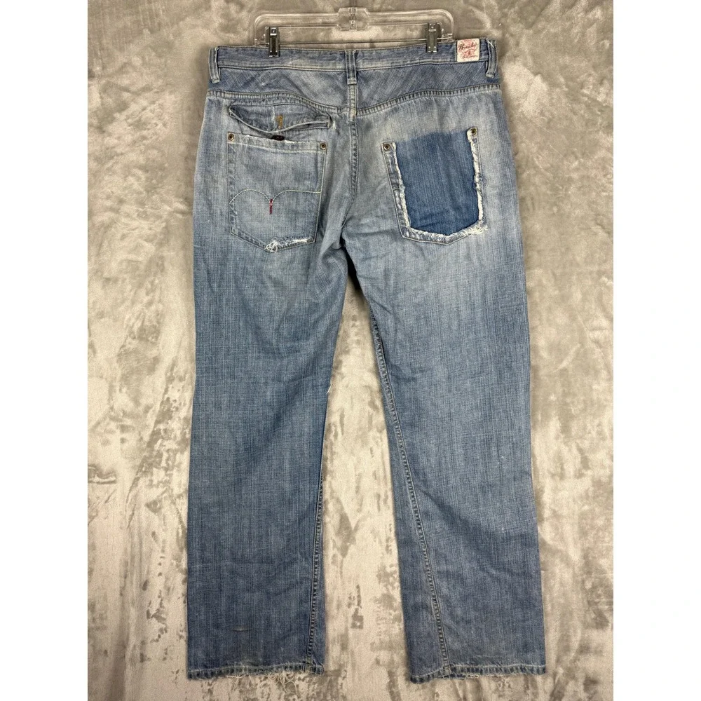 Breechen By‎ Scott Langfton Mens Distressed Ripped Blue Denim Jeans Sz 40